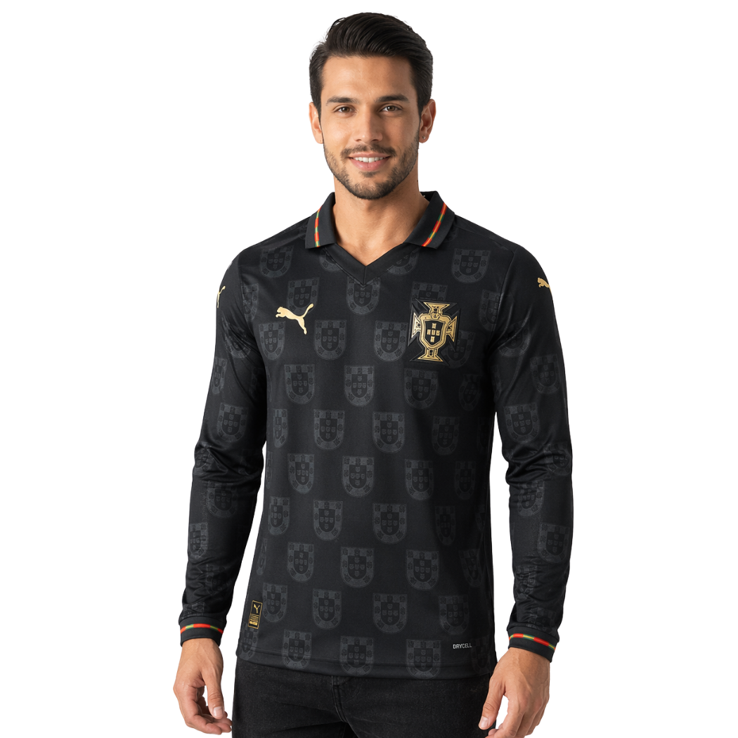 Camisa Seleção Portugal MANGA LONGA edição especial pantera negra EUSÉBIO 2026/27
