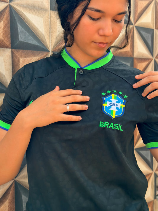 Camisa Feminina Brasil 2022 Onça Preta